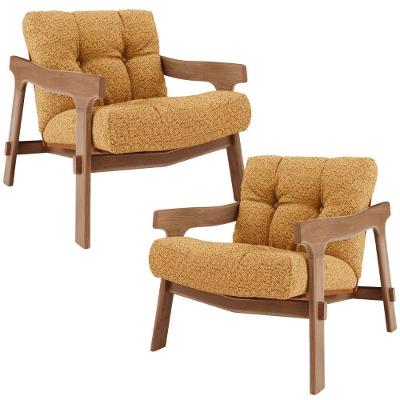 Kit 2 Poltronas Decorativas Fixa Ikary L02 Sala Living Amarelo Lyam Decor