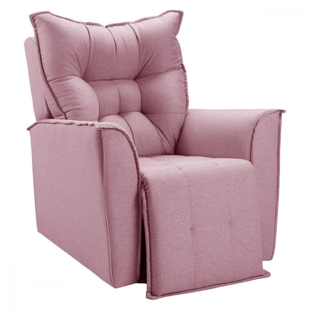 Poltrona Reclinavel Do Papai Para Sala King Linho Rosê Rose - 1