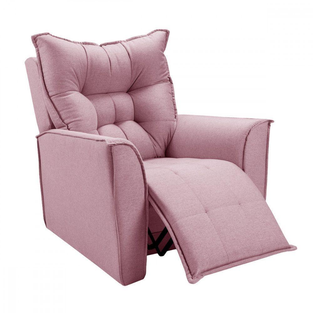 Poltrona Reclinavel Do Papai Para Sala King Linho Rosê Rose - 5