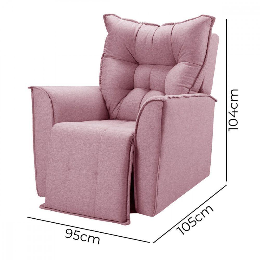 Poltrona Reclinavel Do Papai Para Sala King Linho Rosê Rose - 6