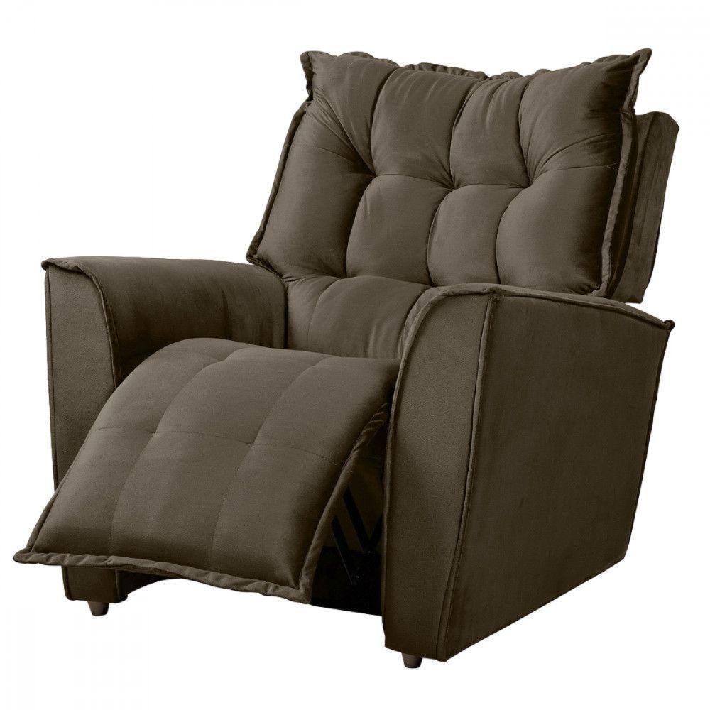 Poltrona Reclinavel Do Papai Para Sala King Veludo Castor Castor - 1