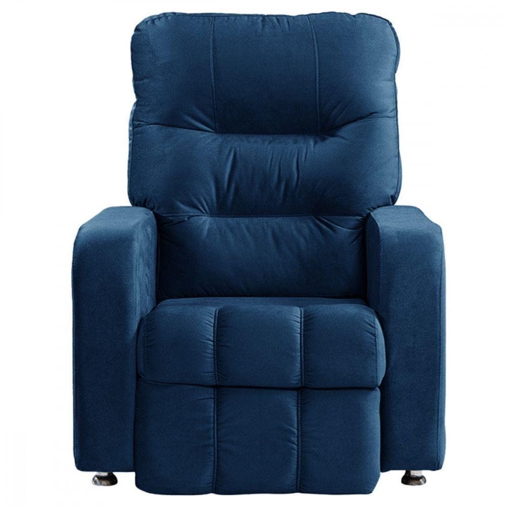 Poltrona Do Papai Reclinavel Para Sala Maldivas Veludo Azul - 1