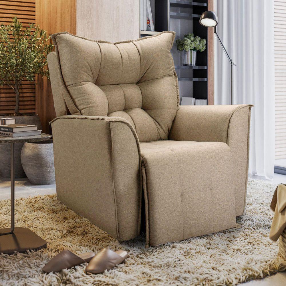 Poltrona Reclinavel Do Papai Para Sala King Linho Capuccino Capuccino - 2