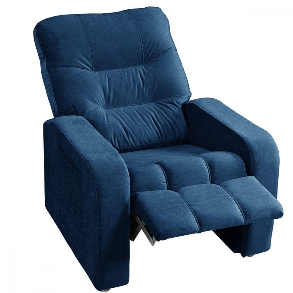 Poltrona Reclinavel Do Papai Maldivas Linho Azul Marinho Azul - 4
