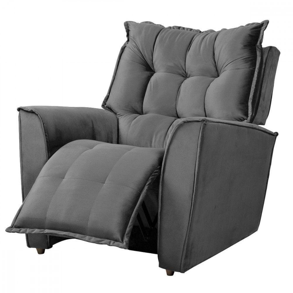 Poltrona Reclinavel Do Papai Para Sala King Veludo Chumbo Chumbo - 2
