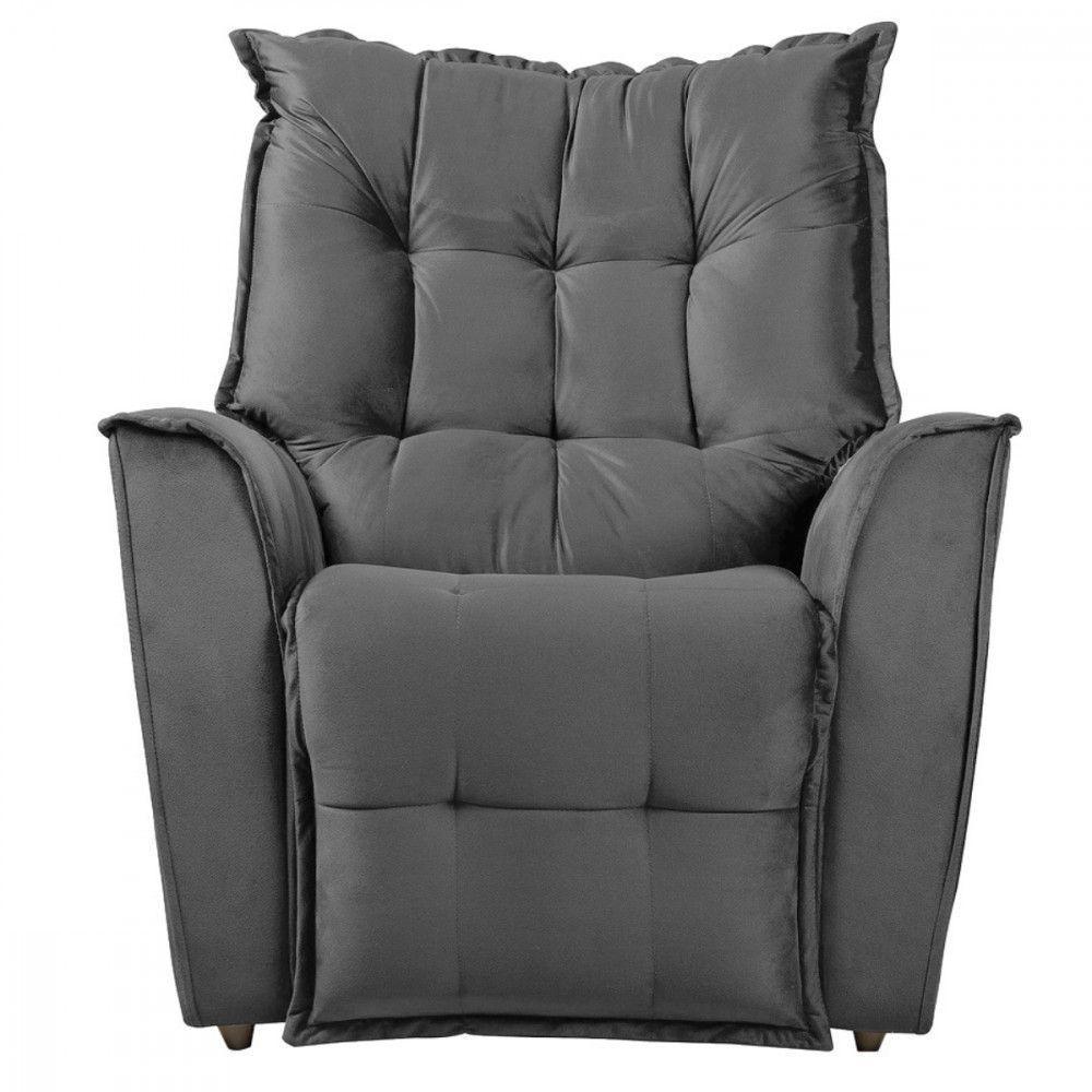 Poltrona Reclinavel Do Papai Para Sala King Veludo Chumbo Chumbo - 4