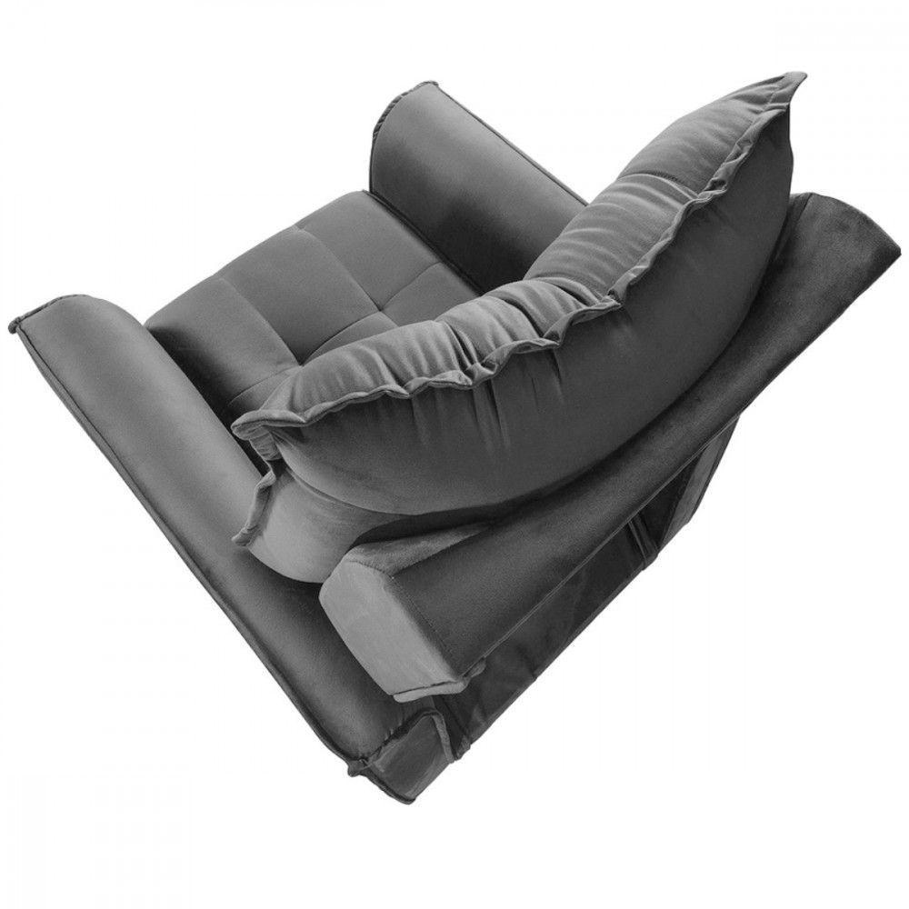 Poltrona Reclinavel Do Papai Para Sala King Veludo Chumbo Chumbo - 5