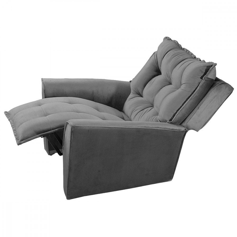 Poltrona Reclinavel Do Papai Para Sala King Veludo Chumbo Chumbo - 6