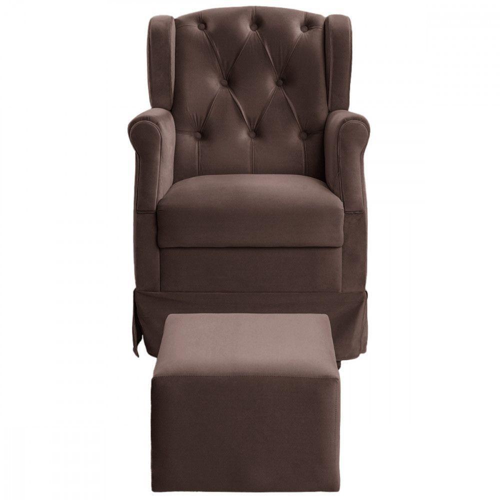 Poltrona De Amamentação Balanço Puff Ternura Suede Café Café - 3