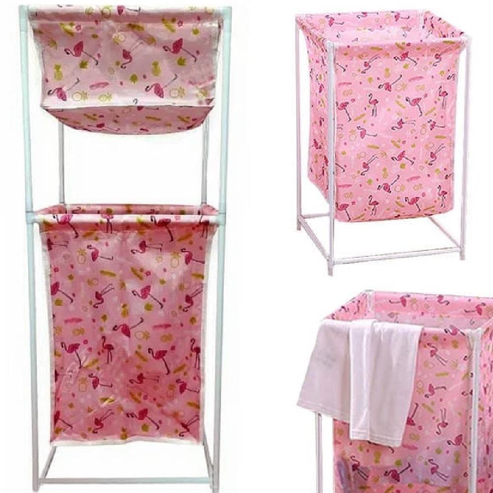 Cesto De Roupa Duplo Roupeiro 2 Andares Organizador Divisorias Multiuso De Banheiro Quarto Lavanderia Brinquedos - 5