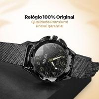 Relogio Feminino Silicone Preto Aço Inox Prova Dagua + Caixa Strass Original Moda Ajustavel Social - 5