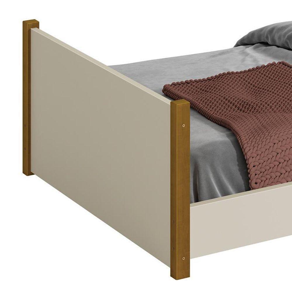 Cama Evolutiva 2 Em 1 Ravi Areia Fosco Com Pés Amadeirado - Reller Móveis Areia Fosco - 4