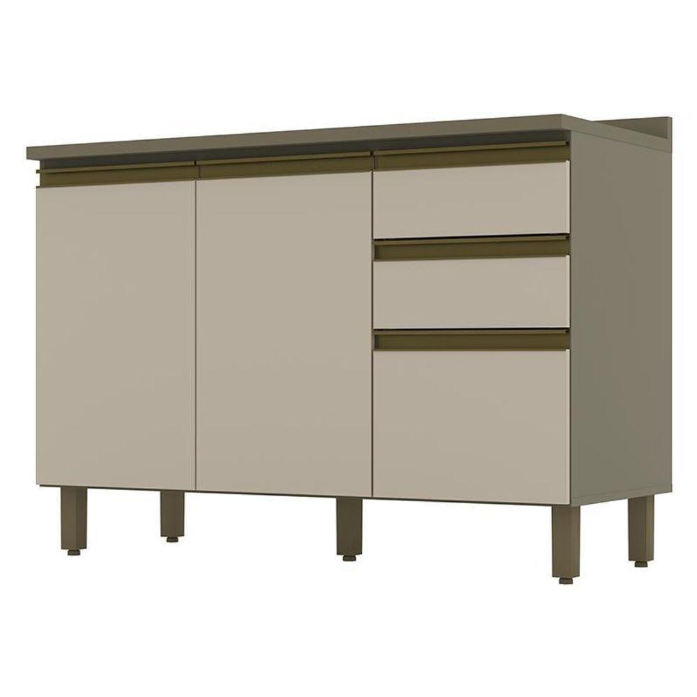 Balcão Pia 2 Gavetas 3 Portas Duna-cristal Com Tampo Connect - Móveis Henn Duna-cristal - 1