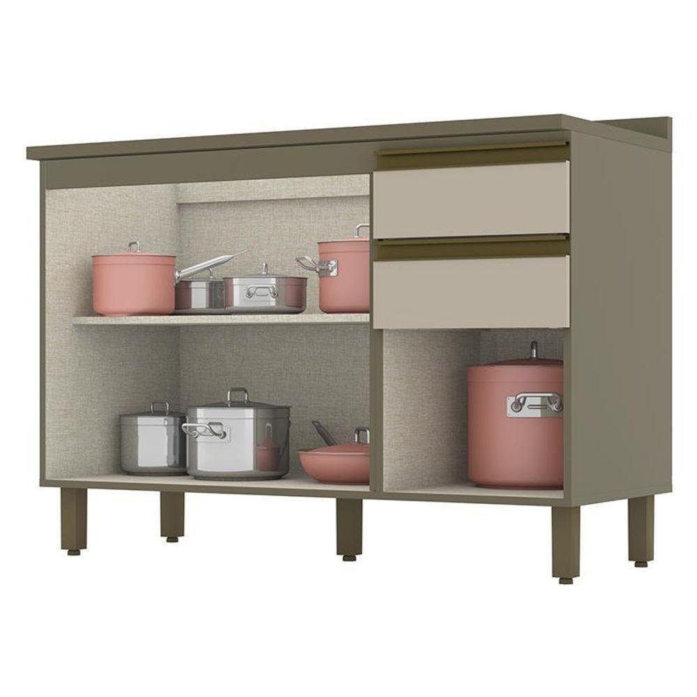 Balcão Pia 2 Gavetas 3 Portas Duna-cristal Com Tampo Connect - Móveis Henn Duna-cristal - 4