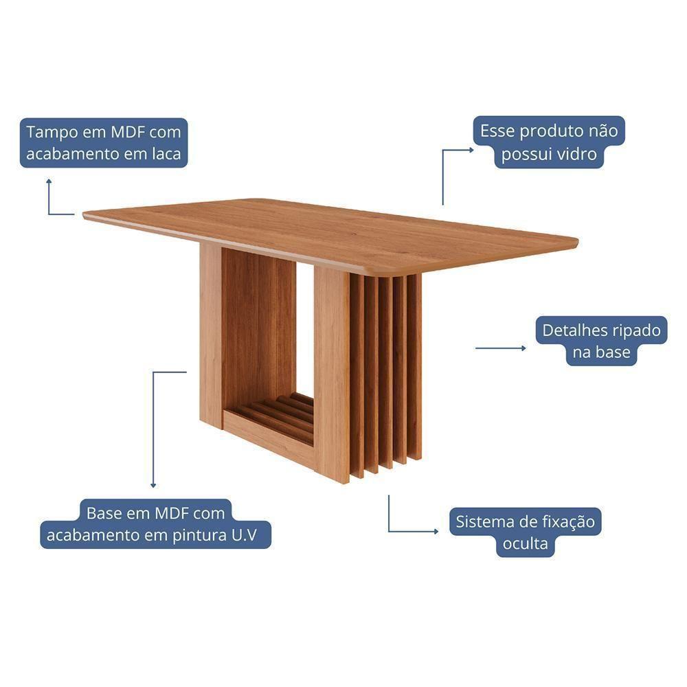 Mesa De Jantar Retangular Ariela 180x90 Cinamomo Com Tampo Em Mdf - Cimol Móveis Cinamomo - 2