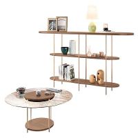 Aparador Infinity E Mesa De Centro Sky Com Tampo De Vidro Castanho - Hb Móveis - 1