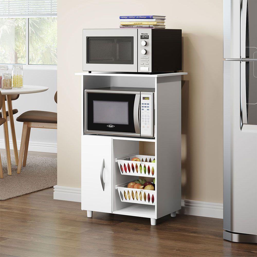 Armário Multiuso Com Fruteira 62x96cm Mdp Menu Móveis Branco - 1