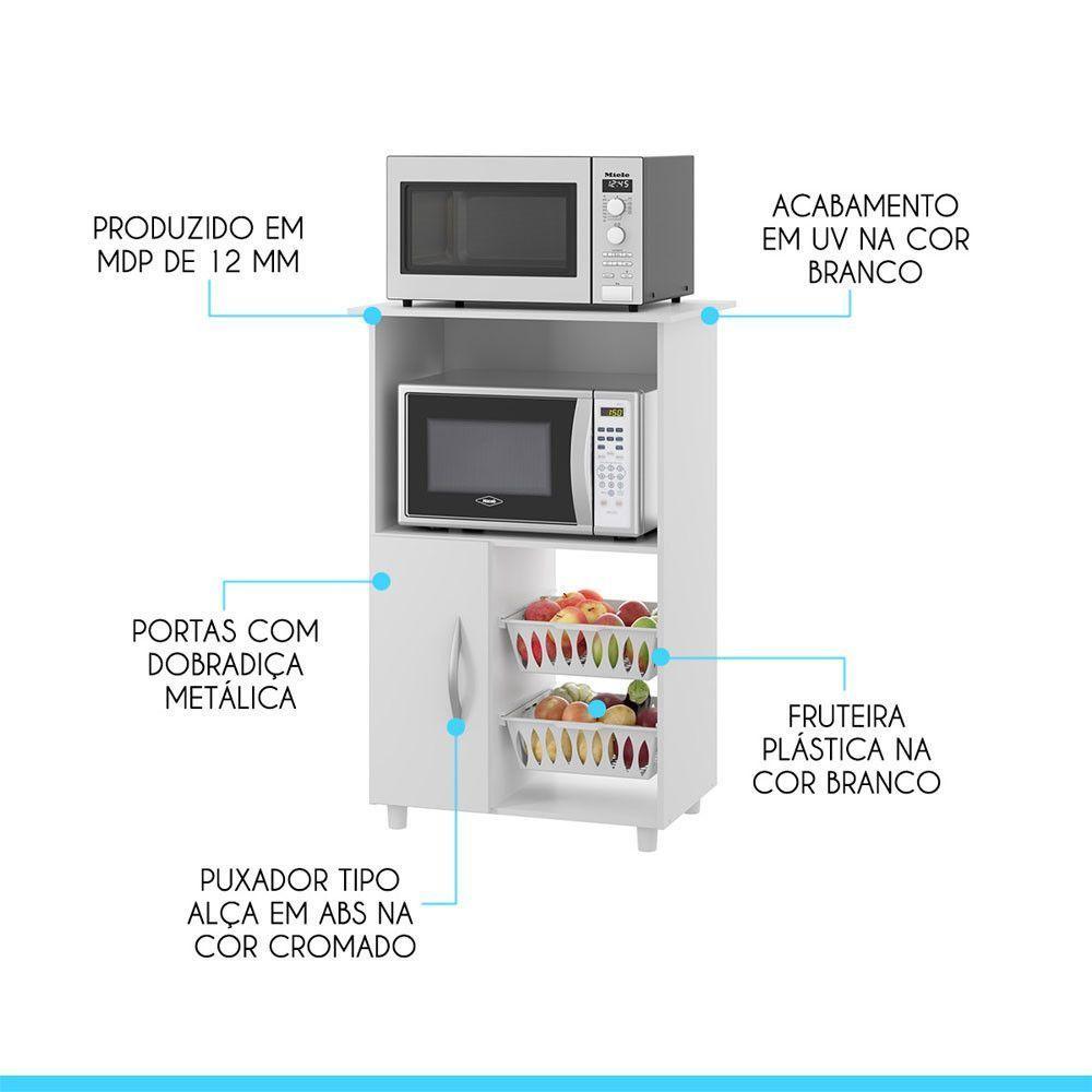 Armário Multiuso Com Fruteira 62x96cm Mdp Menu Móveis Branco - 2