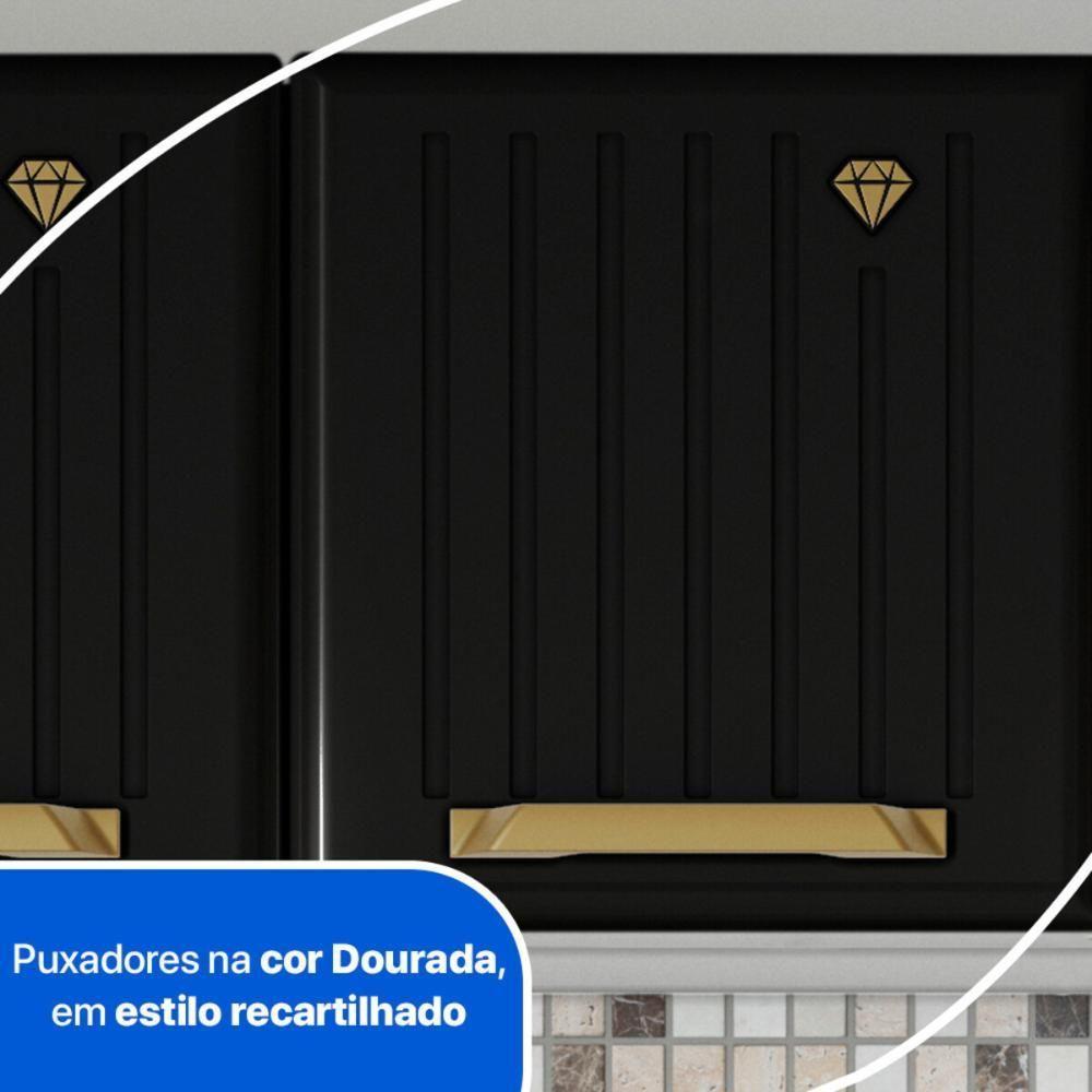 Armário De Cozinha Compacta De Aço Com Balcão Com Tampo 105cm Multimóveis Cr20362 Branco-preto - 6