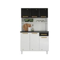 Armário De Cozinha Compacta De Aço Com Balcão Com Tampo 105cm Multimóveis Cr20362 Branco-preto - 2