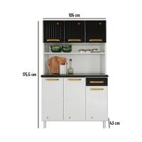 Armário De Cozinha Compacta De Aço Com Balcão Com Tampo 105cm Multimóveis Cr20362 Branco-preto - 3