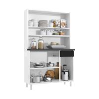 Armário De Cozinha Compacta De Aço Com Balcão Com Tampo 105cm Multimóveis Cr20362 Branco-preto