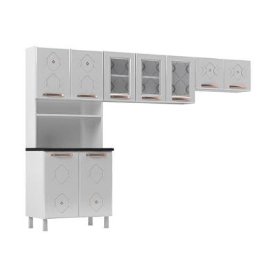 Armário de Cozinha Compacta Cr20350 Aço 3 Módulos 280cm Branco Brilhante