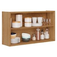 Armário Aéreo 2 Portas 1 Com Vidro 120 Cm Paola 2003707 Carvalho Dakar Grafite - Aramóveis - 2