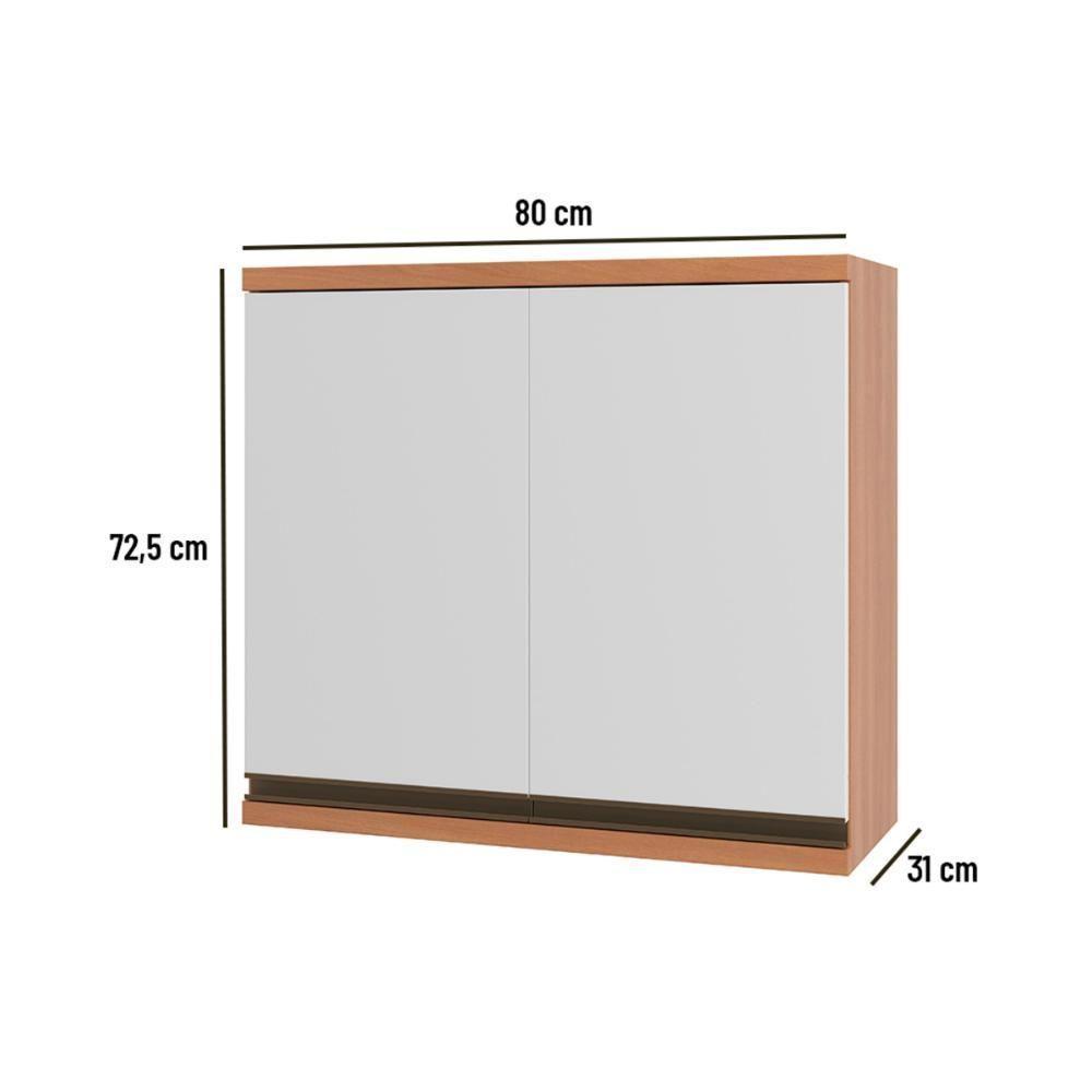 Armário De Cozinha Aéreo Com 2 Portas 80cm Multimóveis Cr20394 Freijó-branco - 2