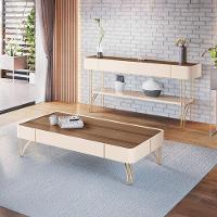 Aparador Vivant E Mesa De Centro Cadenza Off White Castanho - Hb Móveis - 2