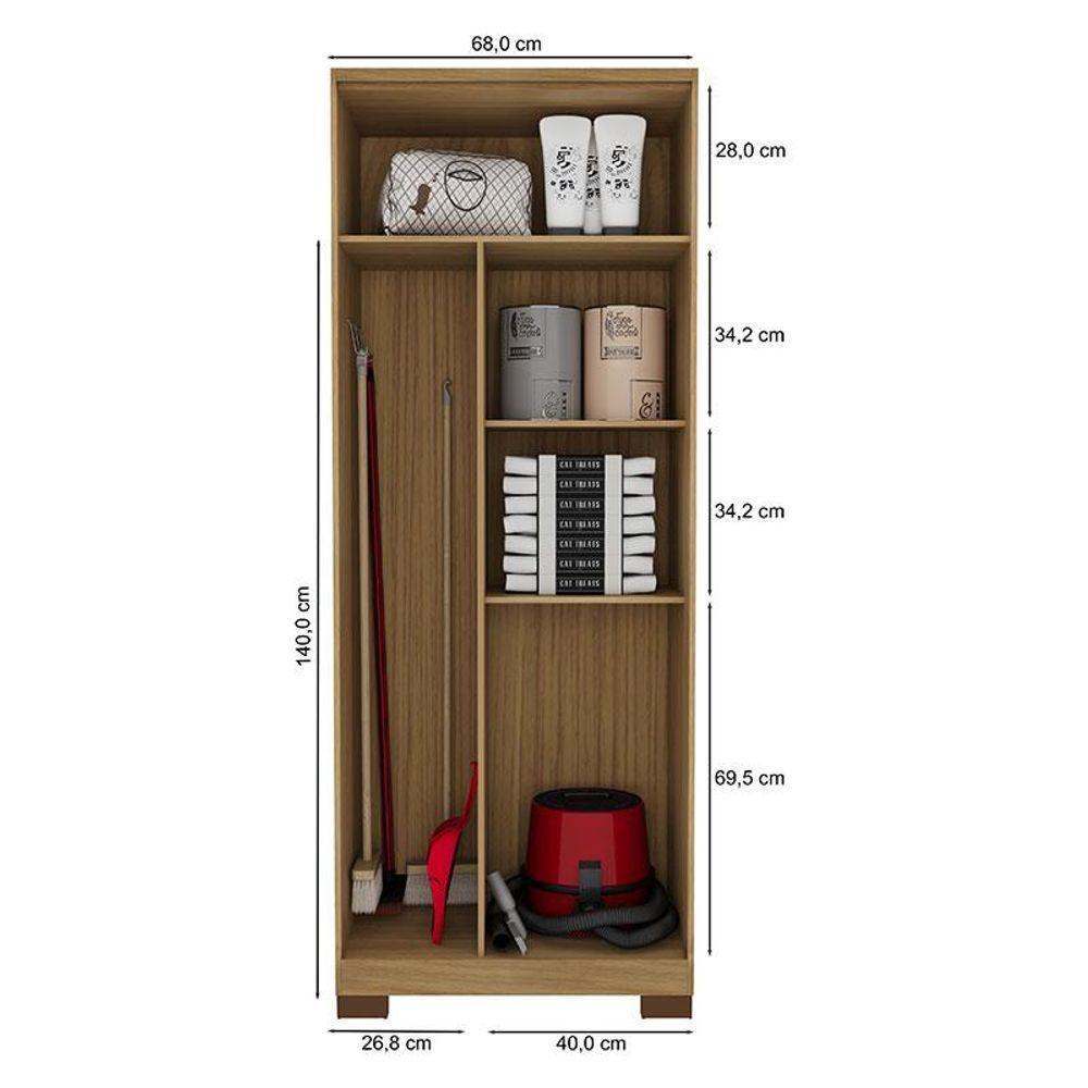 Armário Multiuso Ambiente Versatill 2 Portas Com Chave Carvalho Americano Off White - Incorplac - 4