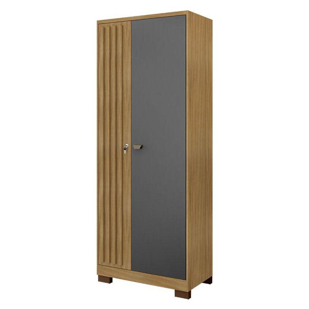 Armário Multiuso Versatile 2 Portas Com Chave Carvalho Americano Grafite - Incorplac - 1