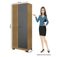 Armário Multiuso Versátil 2 Portas Com Chave Carvalho Americano Grafite - Incorplac - 2