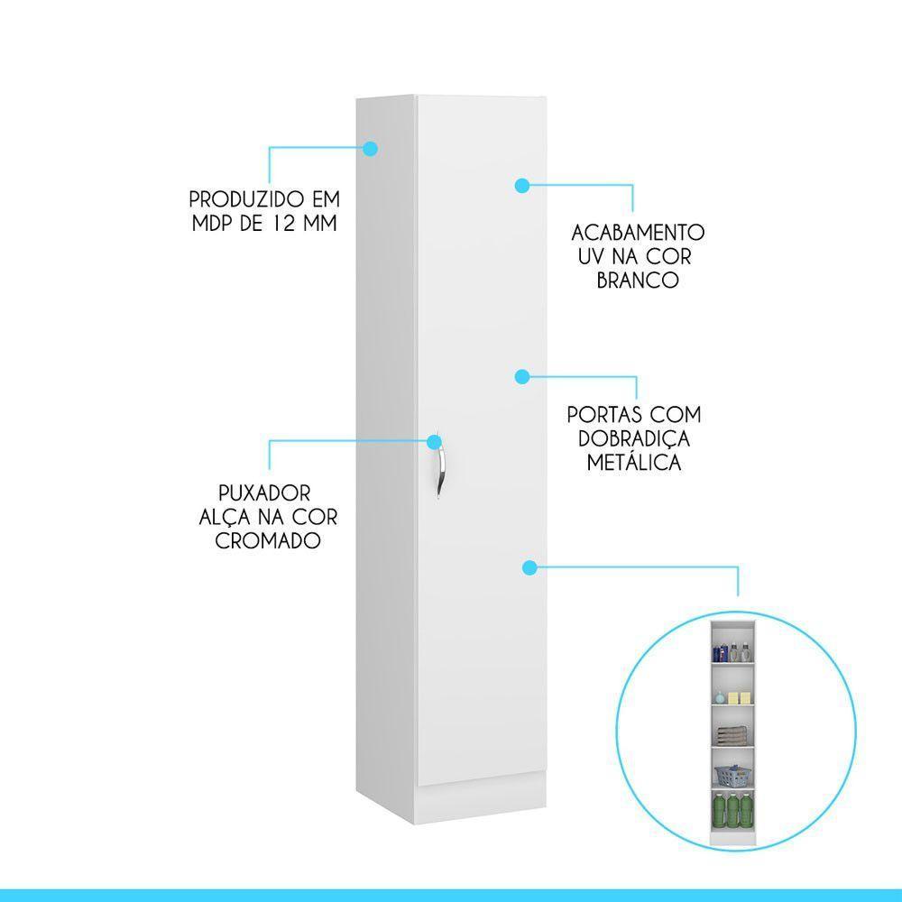 Armário Multuso Com 1 Porta 39x182cm Mdp Menu Móveis Branco - 3