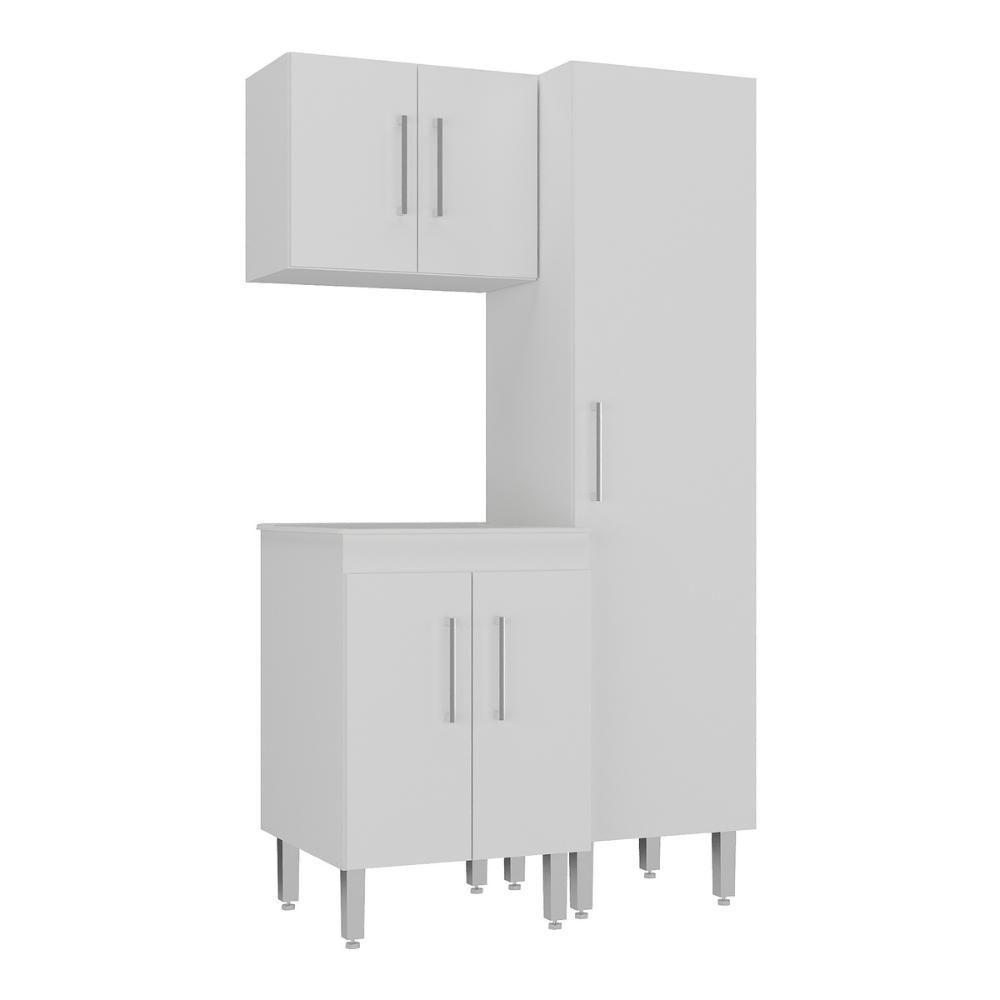Conjunto Armários De Lavanderia Com Gabinete E Tanque 45l Multimóveis Cr30041 Branco - 2