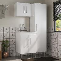 Conjunto Armários De Lavanderia Com Gabinete E Tanque 45l Multimóveis Cr30041 Branco - 1