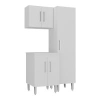 Conjunto Armários De Lavanderia Com Gabinete E Tanque 45l Multimóveis Cr30041 Branco - 2