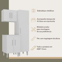 Conjunto Armários De Lavanderia Com Gabinete E Tanque 45l Multimóveis Cr30041 Branco - 3