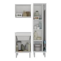 Conjunto Armários De Lavanderia Com Gabinete E Tanque 45l Multimóveis Cr30041 Branco - 5