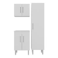 Conjunto Armários De Lavanderia Com Gabinete E Tanque 45l Multimóveis Cr30041 Branco - 7