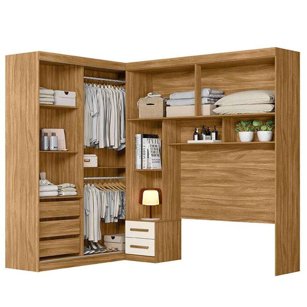 Quarto Modulado Casal Ambiente Florença Freijó Off White - Moval - 3