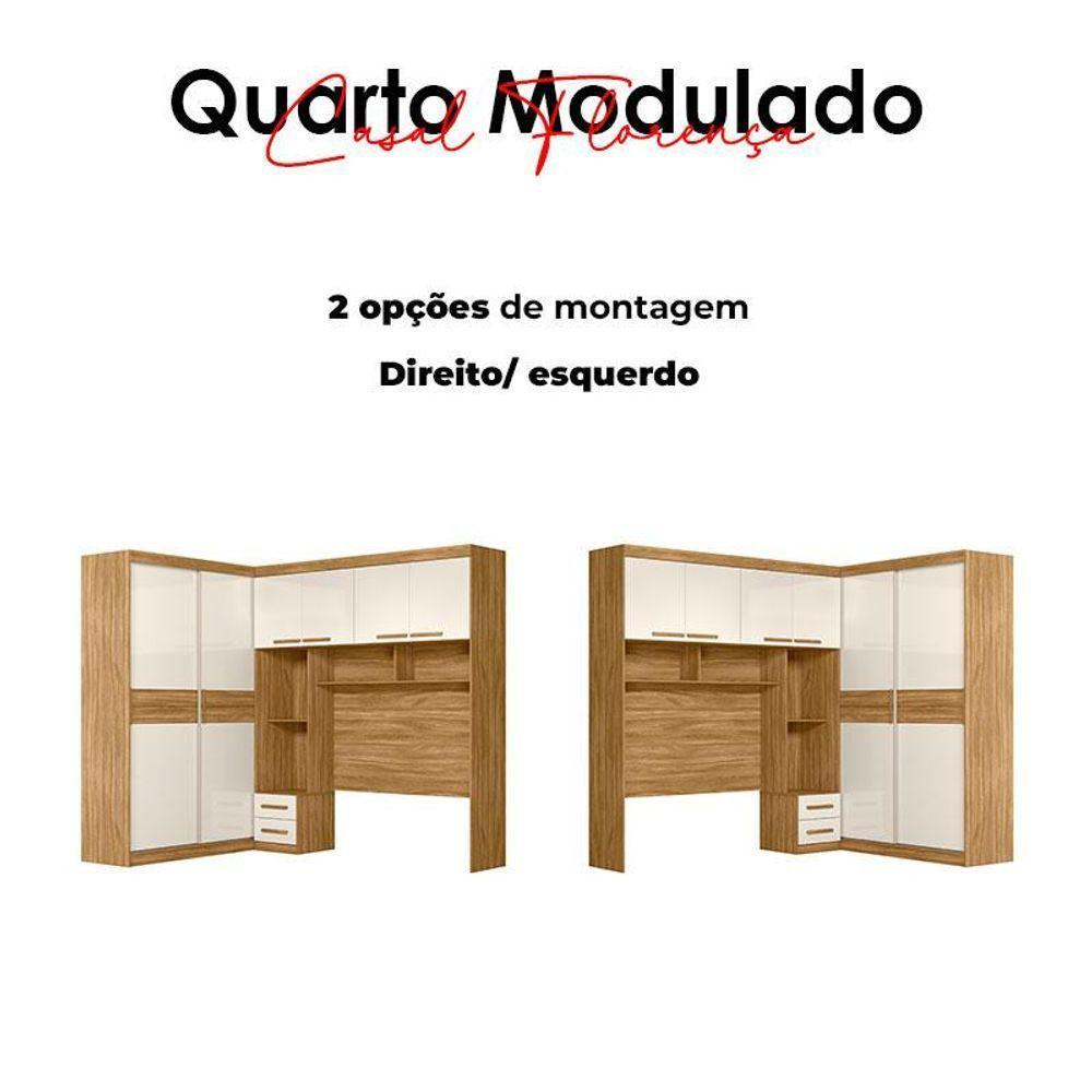 Quarto Modulado Casal Ambiente Florença Freijó Off White - Moval - 5