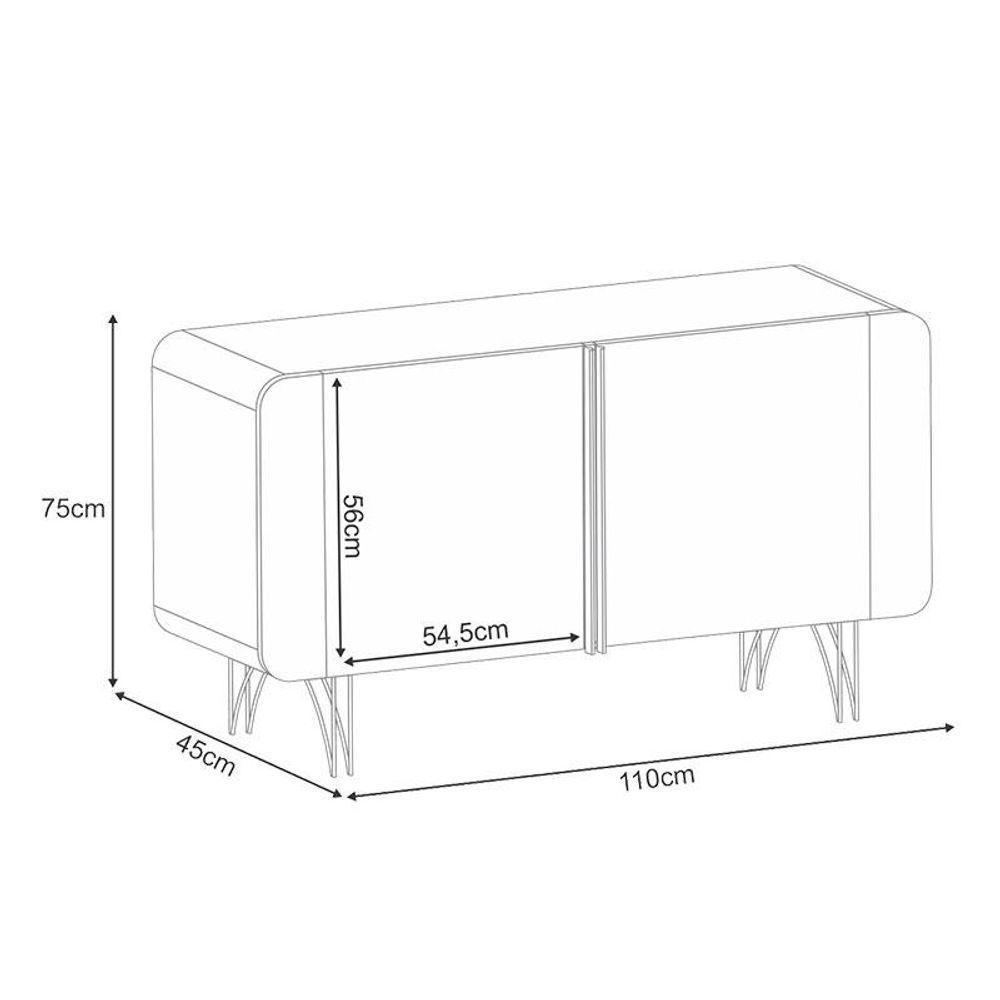 Buffet Benvenuto E Cristaleira évora Off White Cinamomo - Hb Móveis - 4