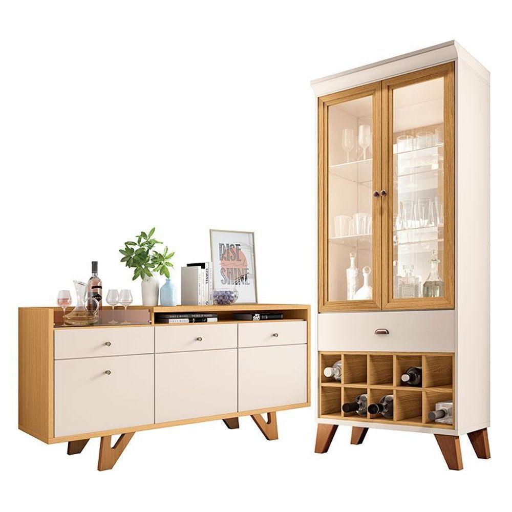 Buffet Soft E Cristaleira ópera Off White Cinamomo - Hb Móveis - 1