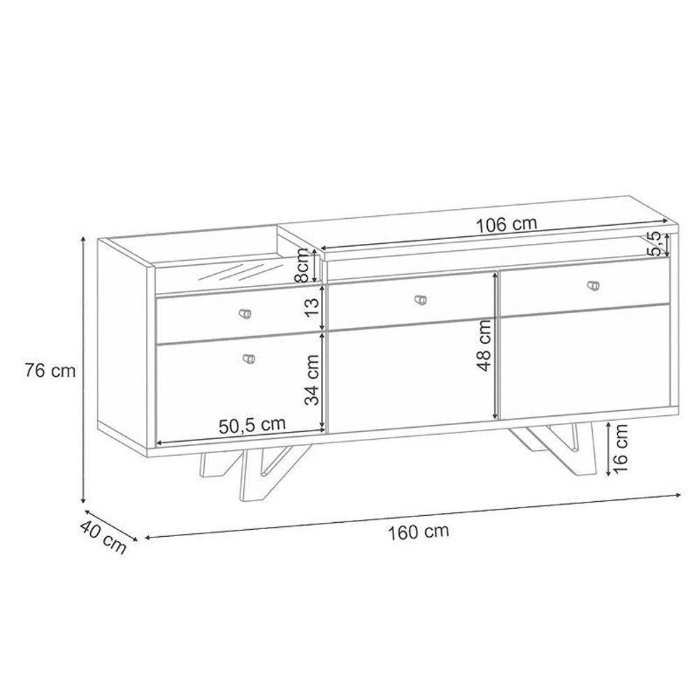 Buffet Soft E Cristaleira ópera Off White Cinamomo - Hb Móveis - 4