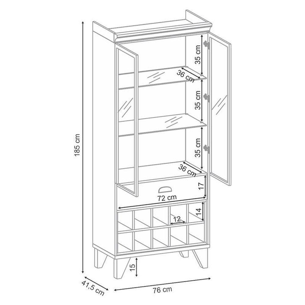 Buffet Soft E Cristaleira ópera Off White Cinamomo - Hb Móveis - 7