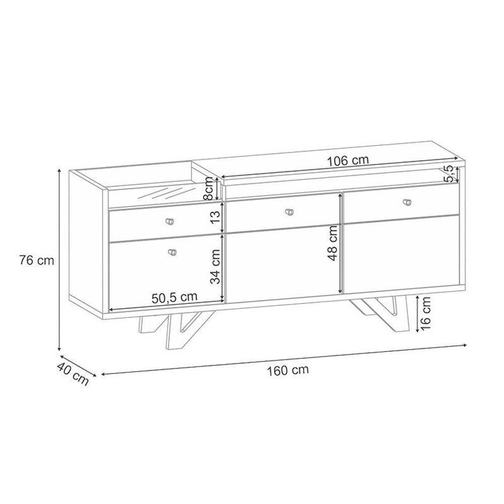 Buffet Soft Castanho Off White - Hb Móveis - 4