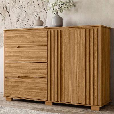 Cômoda Texas 4 Gavetas em MDF com Corrediças Telescópicas Amadeirado