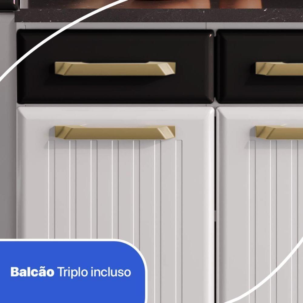Cozinha Completa Modulada Aço 4 Peças Com Balcão Com Tampo Multimóveis Cr20370 Branco-preto - 5