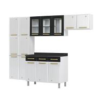 Cozinha Completa Modulada Aço 4 Peças Com Balcão Com Tampo Multimóveis Cr20370 Branco-preto - 2